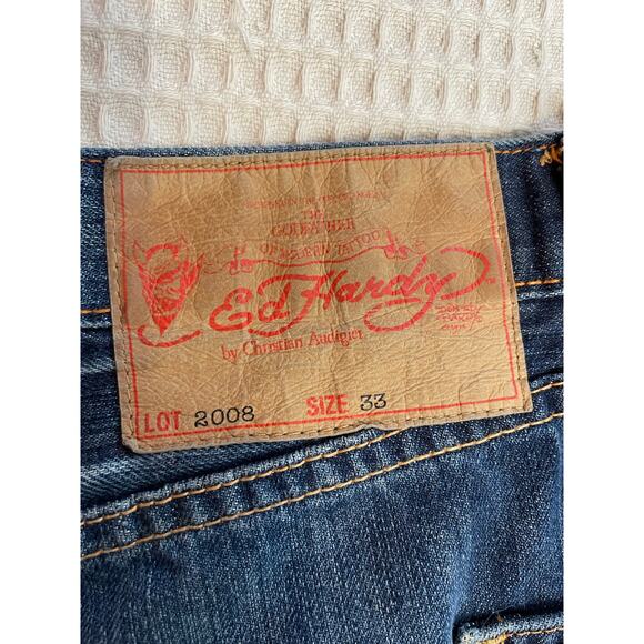 VTG Ed Hardy Denim 2008 Men’s Animal Embroidered Jeans Y2K Street Style Size 33 - Picture 10 of 16